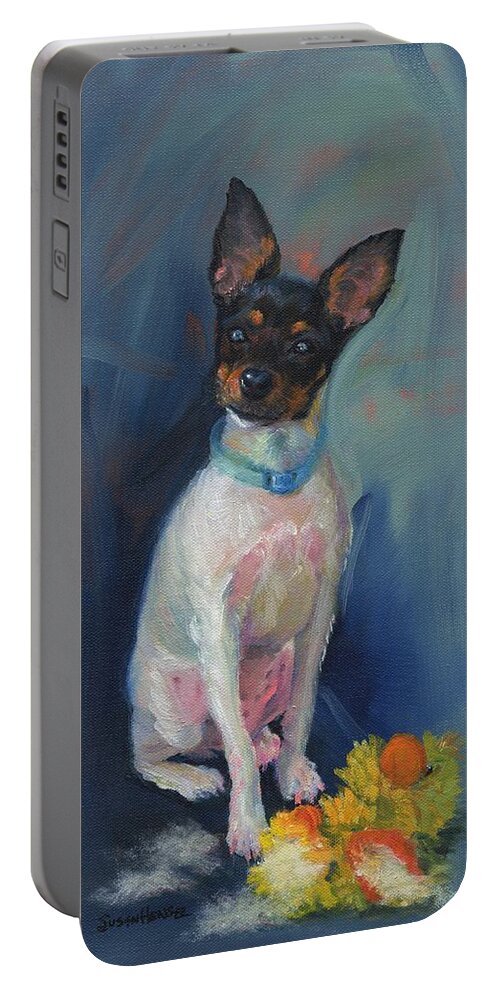 Scout Portable Battery Charger featuring the painting Naughty Girl by Susan Hensel