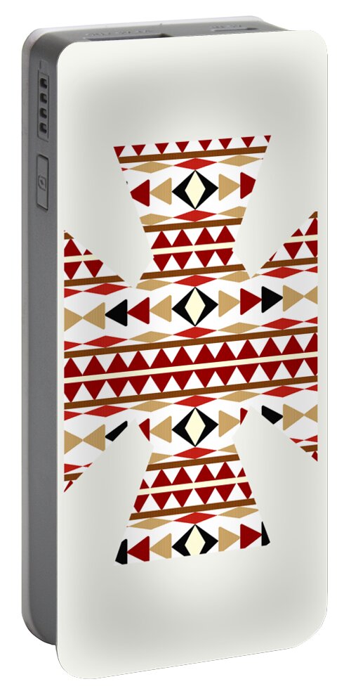 Navajo White Portable Battery Charger featuring the mixed media Navajo White Pattern Art by Christina Rollo