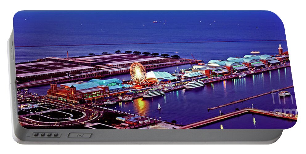 Navy Portable Battery Charger featuring the photograph Navy Pier by Tom Jelen