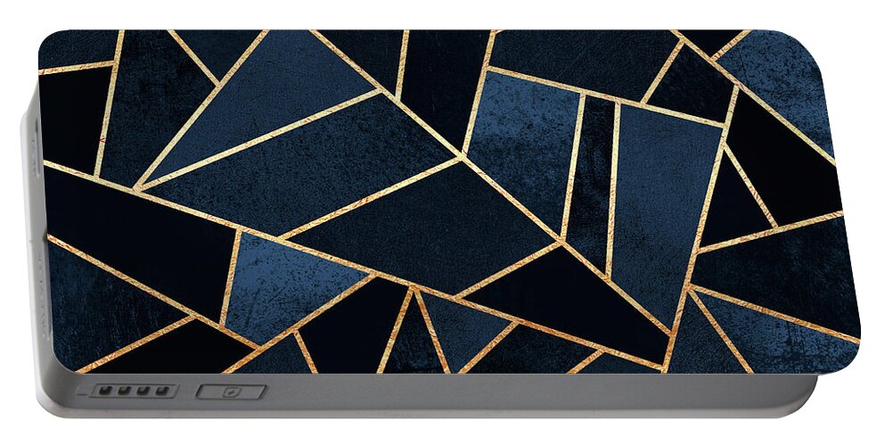 Digita Portable Battery Charger featuring the digital art Navy Stone by Elisabeth Fredriksson
