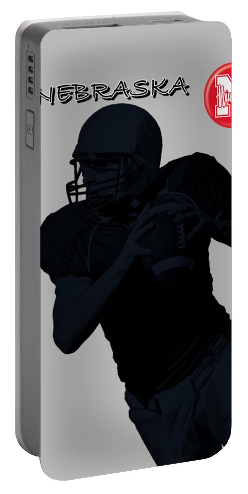 Football Portable Battery Charger featuring the digital art Nebraska Football by David Dehner