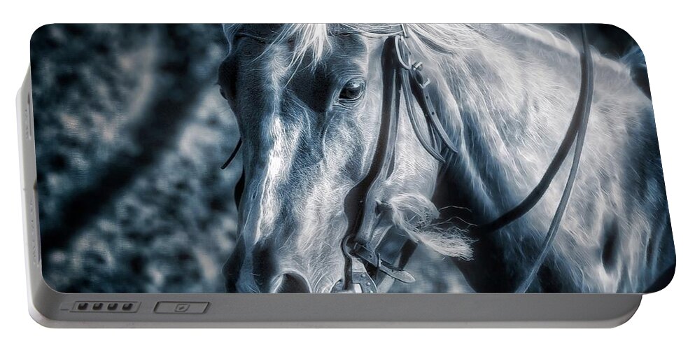 Horse Portable Battery Charger featuring the photograph Nebraska Rodeo Roping Horse... by Allen Olson