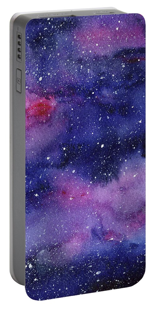 Nebula Portable Battery Charger featuring the painting Nebula Watercolor Galaxy by Olga Shvartsur
