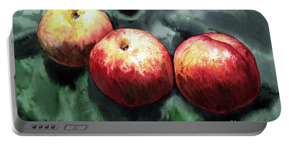 Red Portable Battery Charger featuring the painting Nectarines by Joey Agbayani