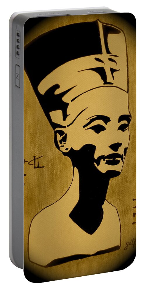 Nefertiti Egyptian Woman Portable Battery Charger featuring the painting Nefertiti Egyptian Queen by Georgeta Blanaru