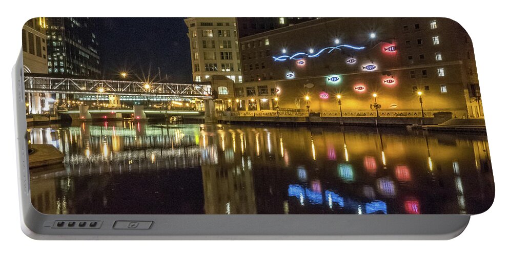 Milwaukee Downtown Portable Battery Charger featuring the photograph Neon Fish by Kristine Hinrichs