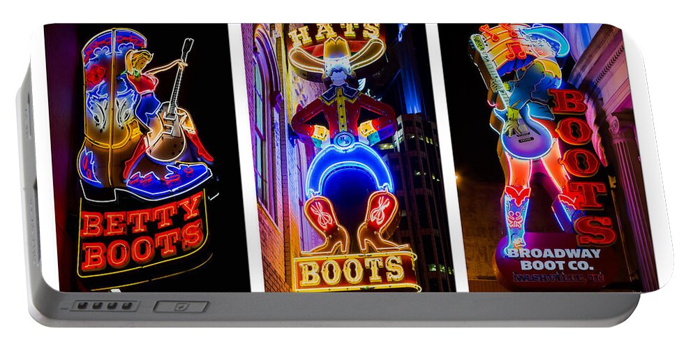 Nashville Portable Battery Charger featuring the photograph Neon Nashville by Stephen Stookey