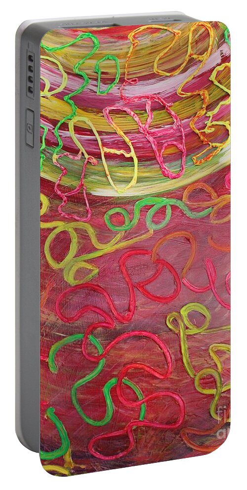 Neon Strings Portable Battery Charger featuring the painting Neon strings by Sarahleah Hankes