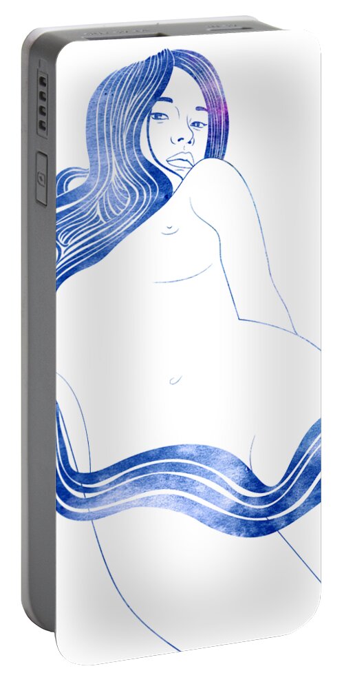 Woman Portable Battery Charger featuring the mixed media Nereid XVII by Stevyn Llewellyn
