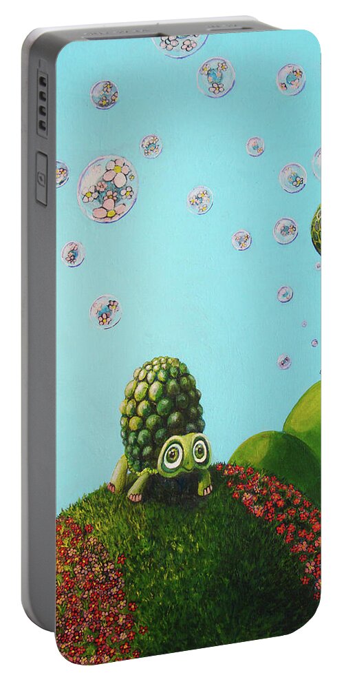 Turtle Portable Battery Charger featuring the painting Never Give Up by Mindy Huntress