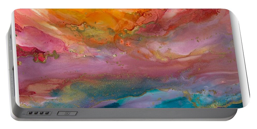 Abstract Portable Battery Charger featuring the painting New Day by Bonny Butler