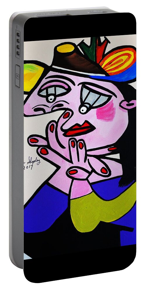 New Picasso Bug Eye Portable Battery Charger featuring the painting Picasso Bug Eye by Nora Shepley