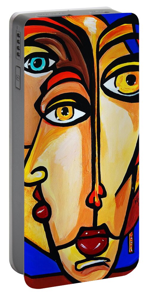 Picasso By Nora Friends Portable Battery Charger featuring the painting New Picasso By Nora Friends by Nora Shepley