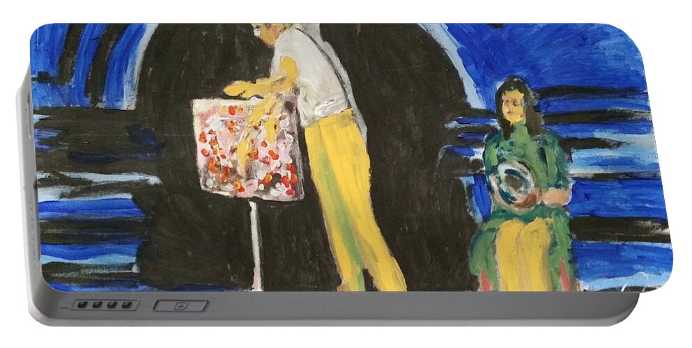 Performance Portable Battery Charger featuring the painting New Teller. Sketch I by Bachmors Artist