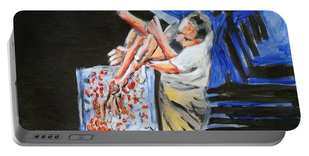 Performance Portable Battery Charger featuring the painting New Teller. Sketch IV by Bachmors Artist