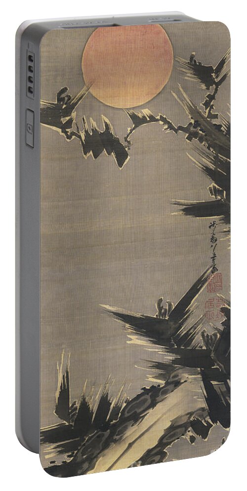 New Year's Sun Portable Battery Charger featuring the painting New Year's Sun, 1800 by Ito Jakuchu
