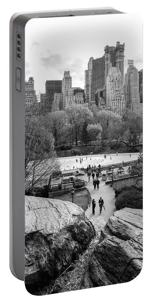 New York City Portable Battery Charger featuring the photograph New York City Central Park Ice Skating by Ranjay Mitra