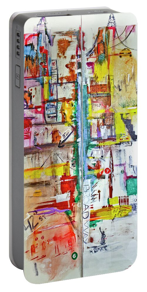 Art Portable Battery Charger featuring the painting New York City Icons And Symbols by Jack Diamond