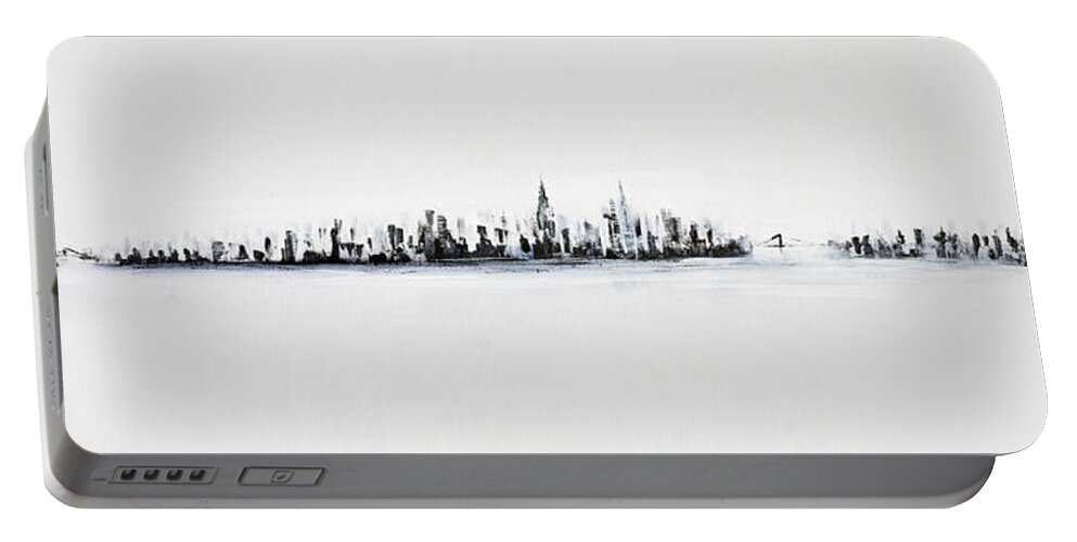 Original Portable Battery Charger featuring the painting New York City Skyline Black And White by Jack Diamond