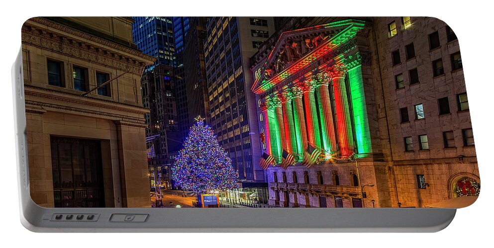 Wall Street Portable Battery Charger featuring the photograph New York City Stock Exchange Wall Street NYSE by Susan Candelario