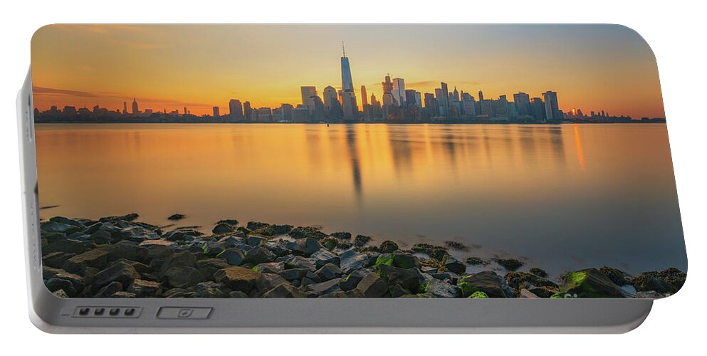 Lower Manhattan Portable Battery Charger featuring the photograph New York City Sunrise by Michael Ver Sprill
