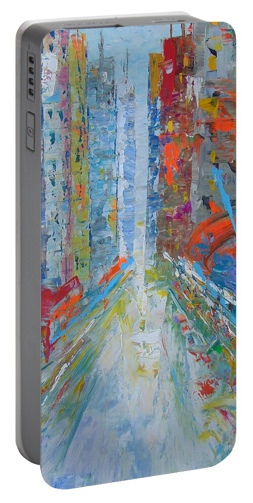 Impressionist Portable Battery Charger featuring the painting New York by Frederic Payet