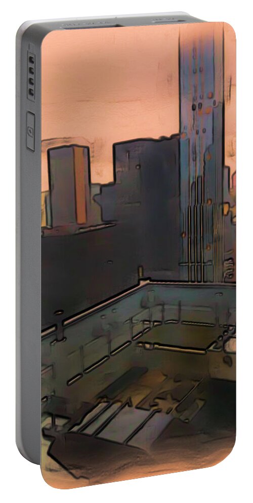 Watercolor Portable Battery Charger featuring the digital art New York by Tristan Armstrong