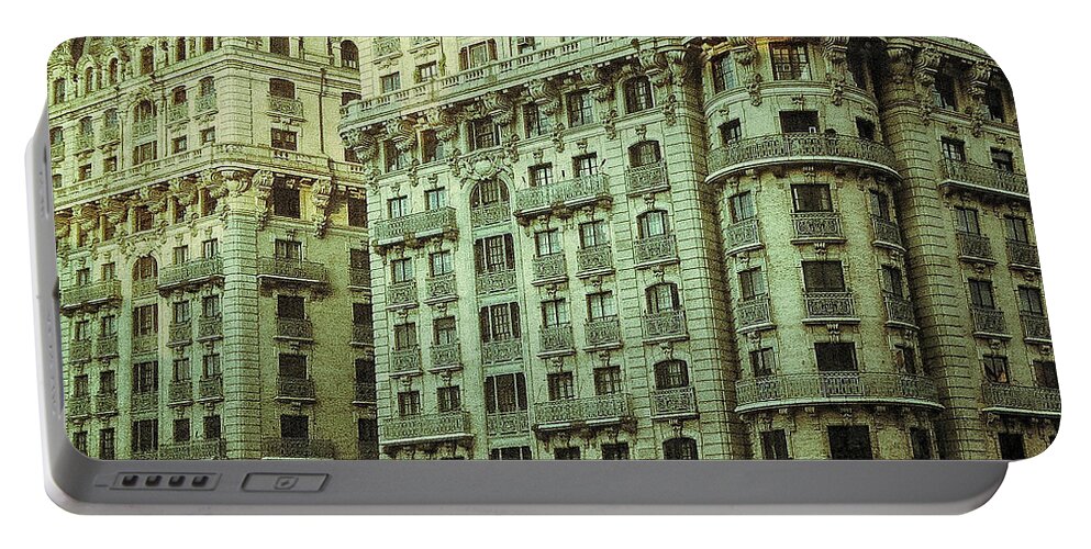 New York Portable Battery Charger featuring the digital art New York Upper West Side Apartment Building by Amy Cicconi