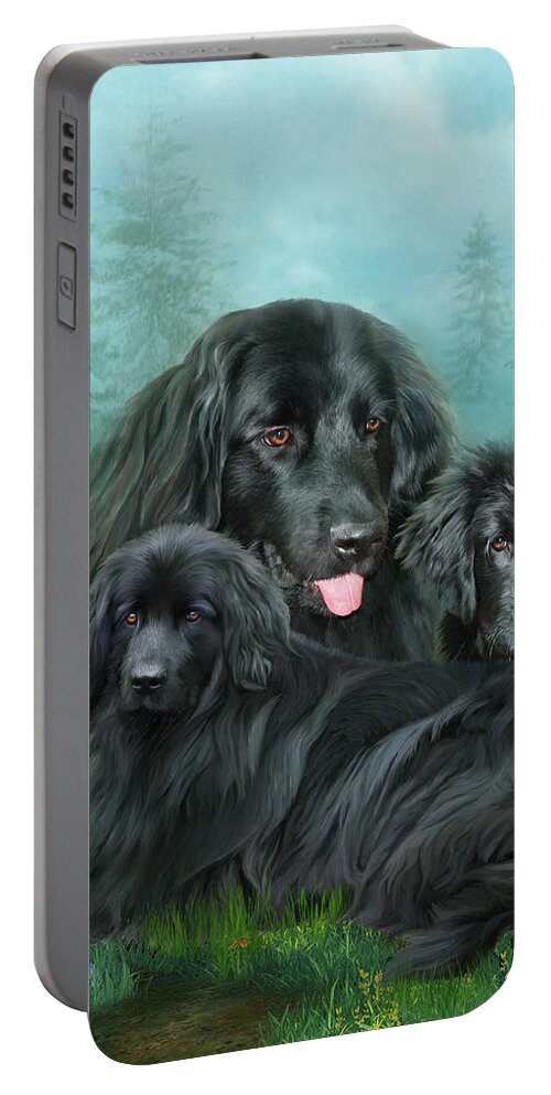 Carol Cavalaris Portable Battery Charger featuring the mixed media Newfoundlander by Carol Cavalaris