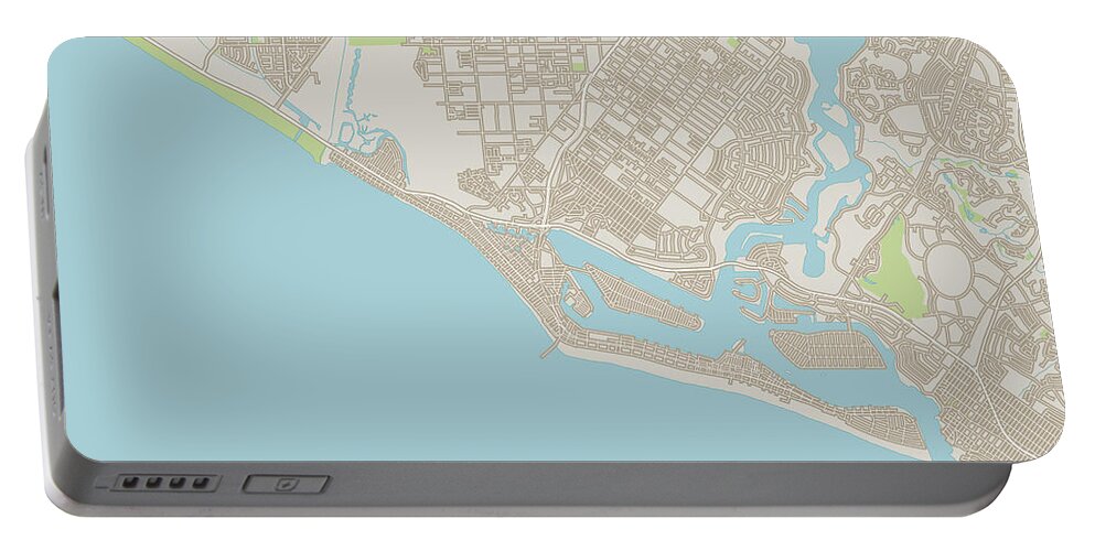 Newport Beach Portable Battery Charger featuring the digital art Newport Beach California US City Street Map by Frank Ramspott