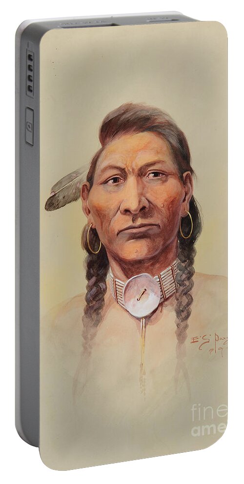 Edgar S. Paxson (1852-1919) Nez Perce (1909) - Watercolor On Paper Portable Battery Charger featuring the painting Nez Perce by Celestial Images
