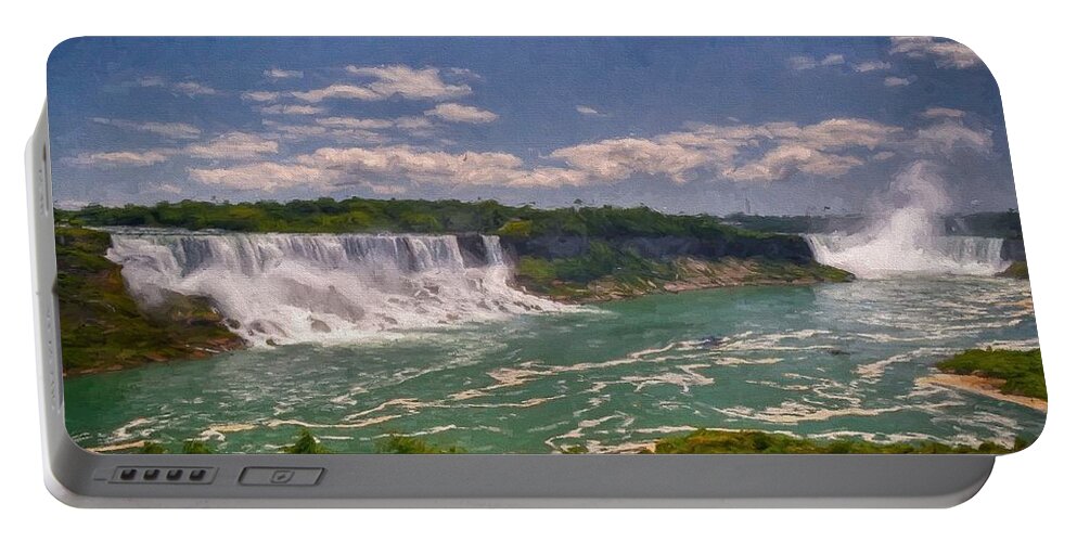 Landscape Portable Battery Charger featuring the digital art Niagara Falls #3 by Charmaine Zoe