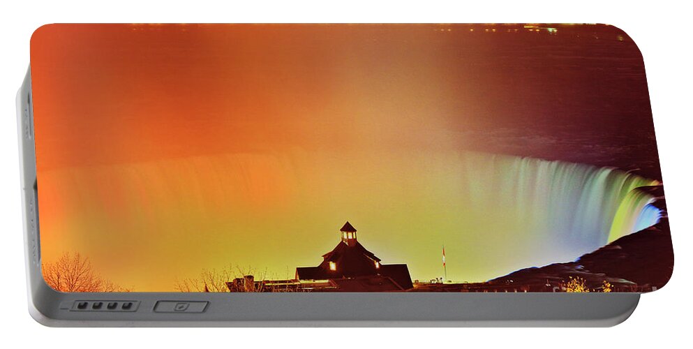 Niagara Falls Portable Battery Charger featuring the photograph Niagara Falls Illumination Light Show by Charline Xia