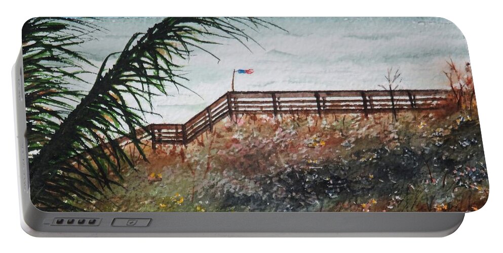 Florida Portable Battery Charger featuring the painting Nice But Windy by Joseph Burger