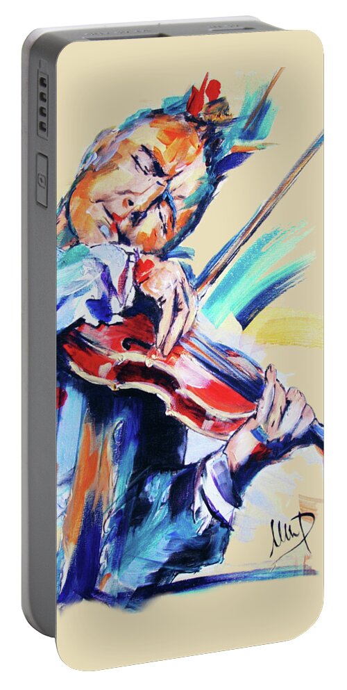 Nigel Kennedy Portable Battery Charger featuring the painting Nigel Kennedy by Melanie D