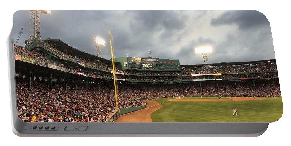 Landscapes Portable Battery Charger featuring the photograph Night at the Ballpark by Nancy Ann Healy