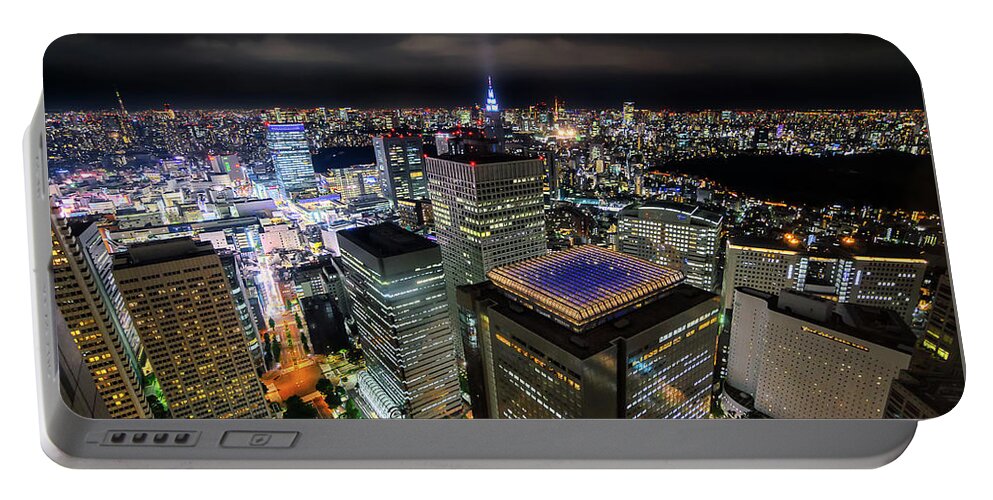 Cityscape Portable Battery Charger featuring the photograph Night at Tokyo Metropolitan Government Building by Craig Szymanski