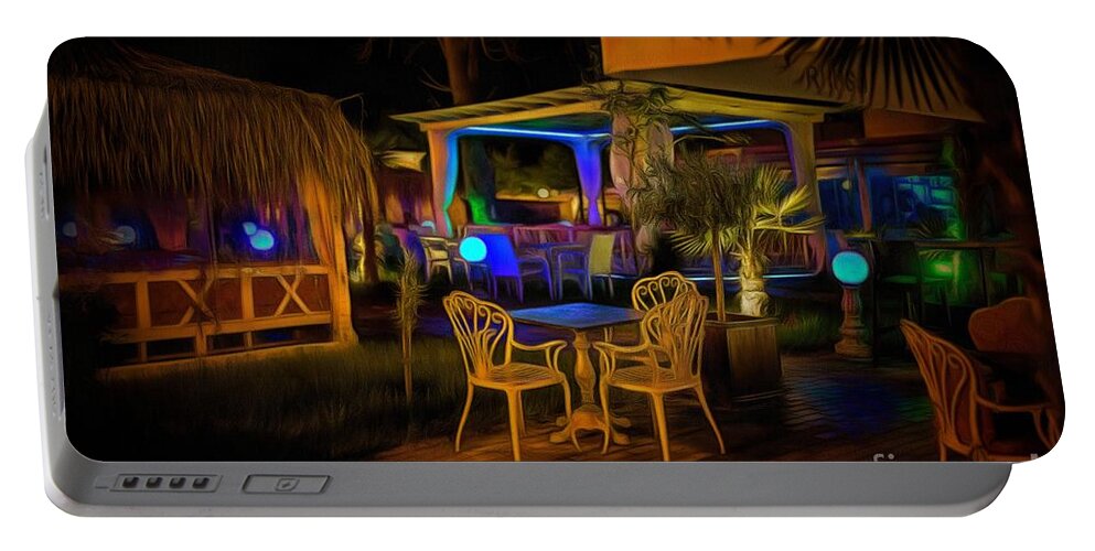Night Bar Portable Battery Charger featuring the digital art Night Bar by Eva Lechner