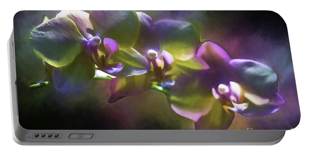 Orchid Portable Battery Charger featuring the digital art Night Bliss by Ken Frischkorn