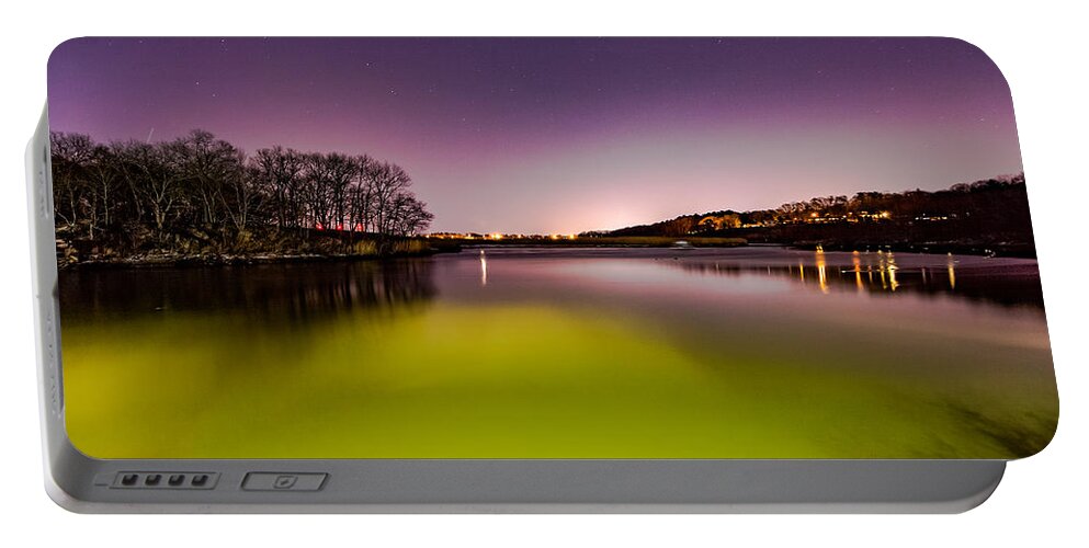 Milton Landing Portable Battery Charger featuring the photograph Night colors on the River by Brian MacLean