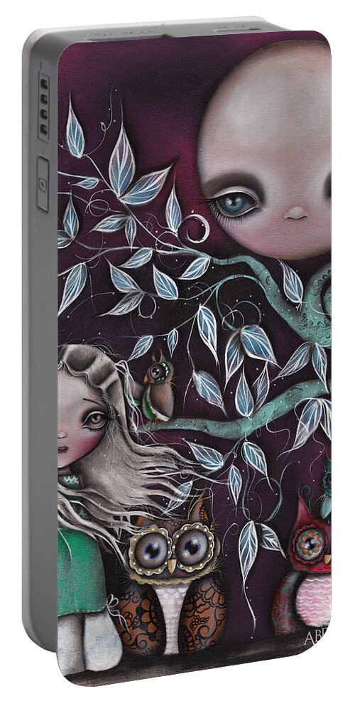 Moon Portable Battery Charger featuring the painting Night Creatures by Abril Andrade