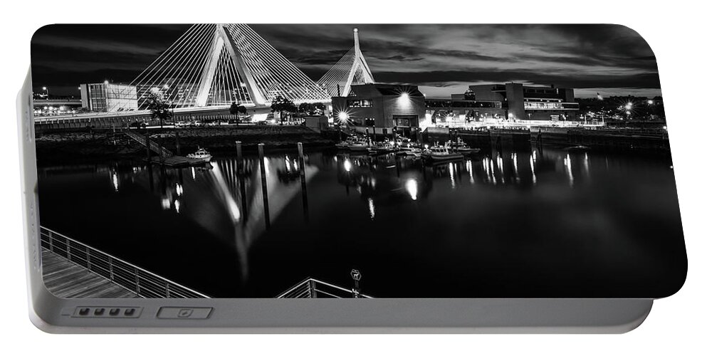 Boston Portable Battery Charger featuring the photograph Night Falling on Zakim Bridge by Kristen Wilkinson