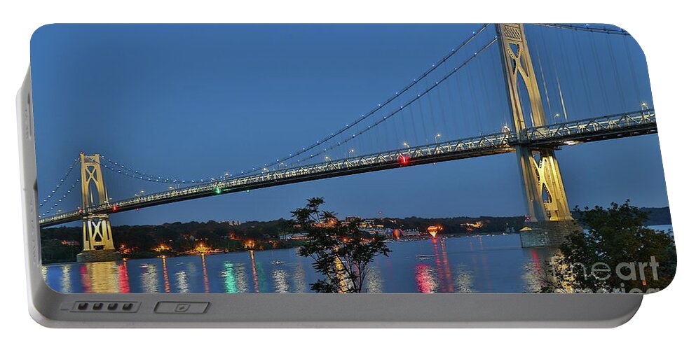 Bridge Portable Battery Charger featuring the photograph Night flights by Les Greenwood