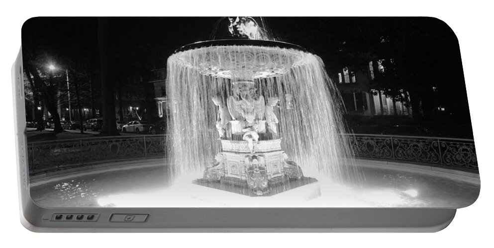 Fountain Portable Battery Charger featuring the photograph Night Fountain by Christopher Brown