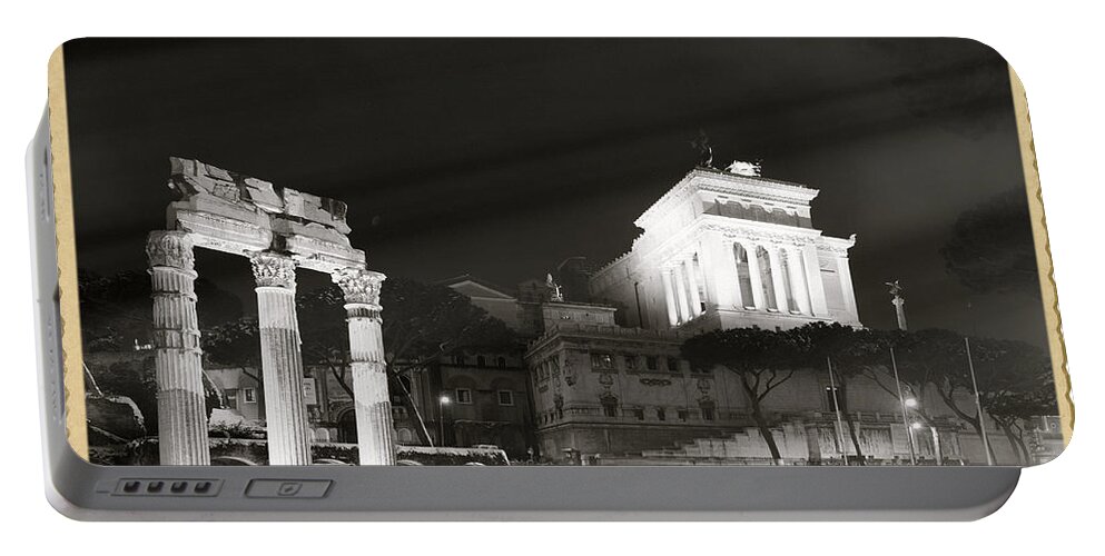 Forum Rome Portable Battery Charger featuring the photograph Night Panorama in Rome by Stefano Senise