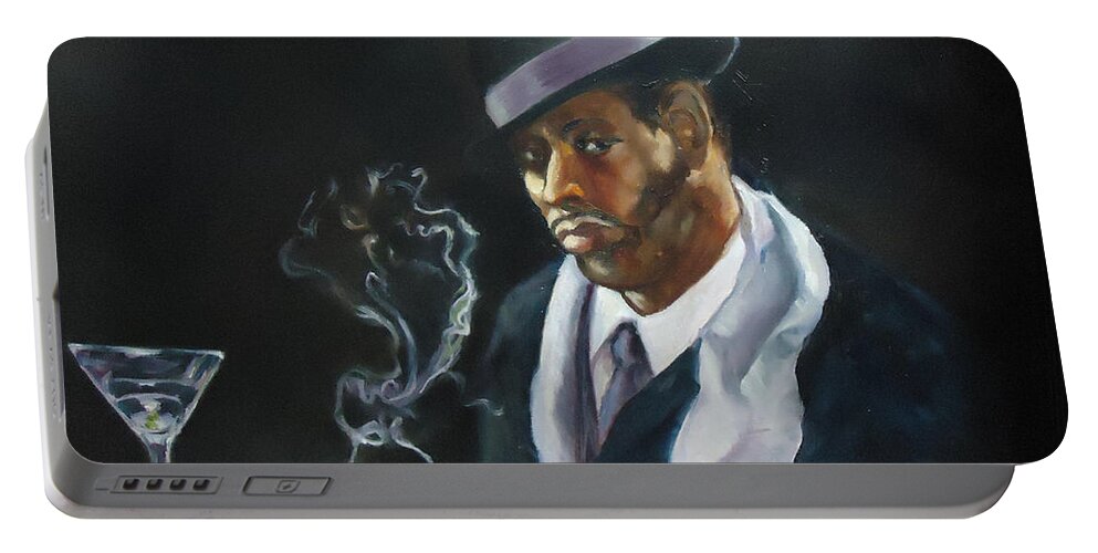 Reflections Of The Day And More In A Smoky Nightclub. Night Club Portable Battery Charger featuring the painting Night Reflections by Charme Curtin