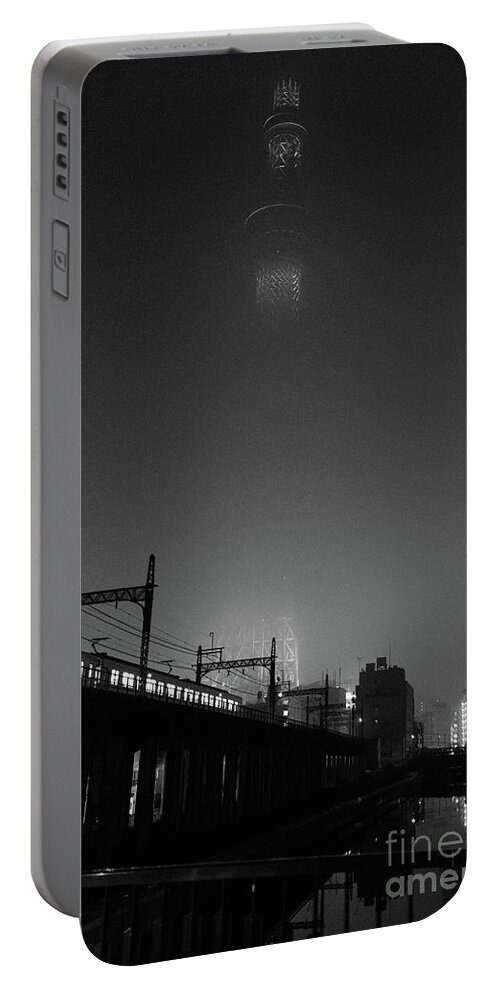  Black Portable Battery Charger featuring the photograph Night Skytree, Asakusa Tokyo, Japan by Perry Rodriguez