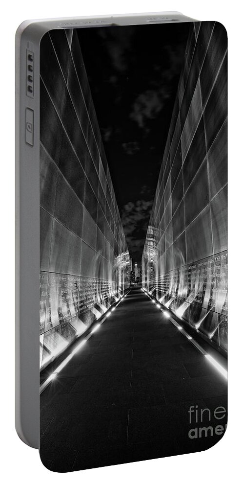 Empty Sky Memorial Portable Battery Charger featuring the photograph Night Time at Empty Sky Memorial by Nicki McManus