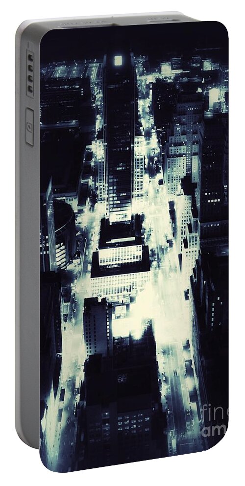 New York City Skyline Portable Battery Charger featuring the photograph Blue Pill by HELGE Art Gallery