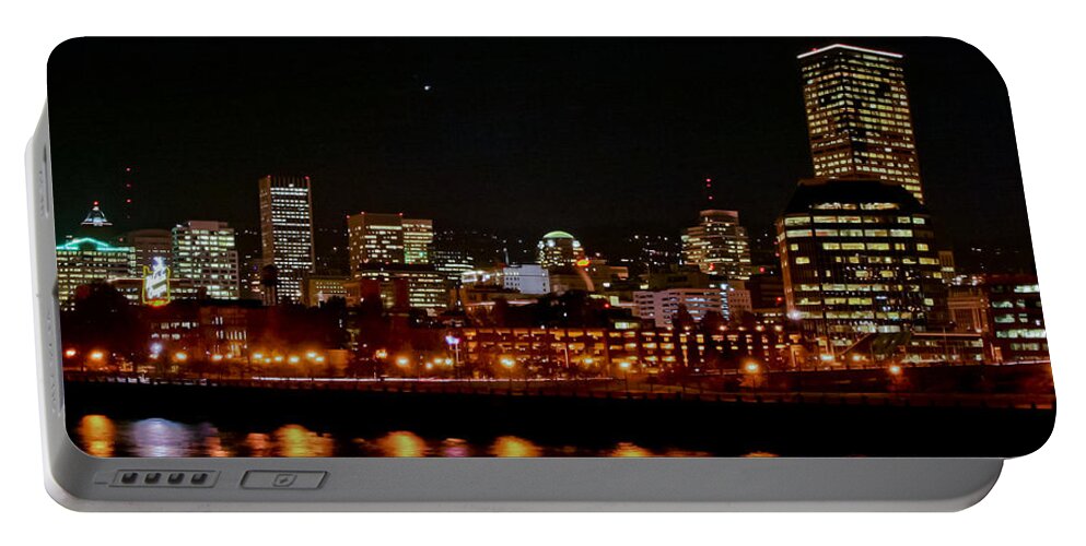 Portland Portable Battery Charger featuring the photograph Nighttime in PDX by Albert Seger